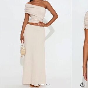 Textured Skirt Set - Cream